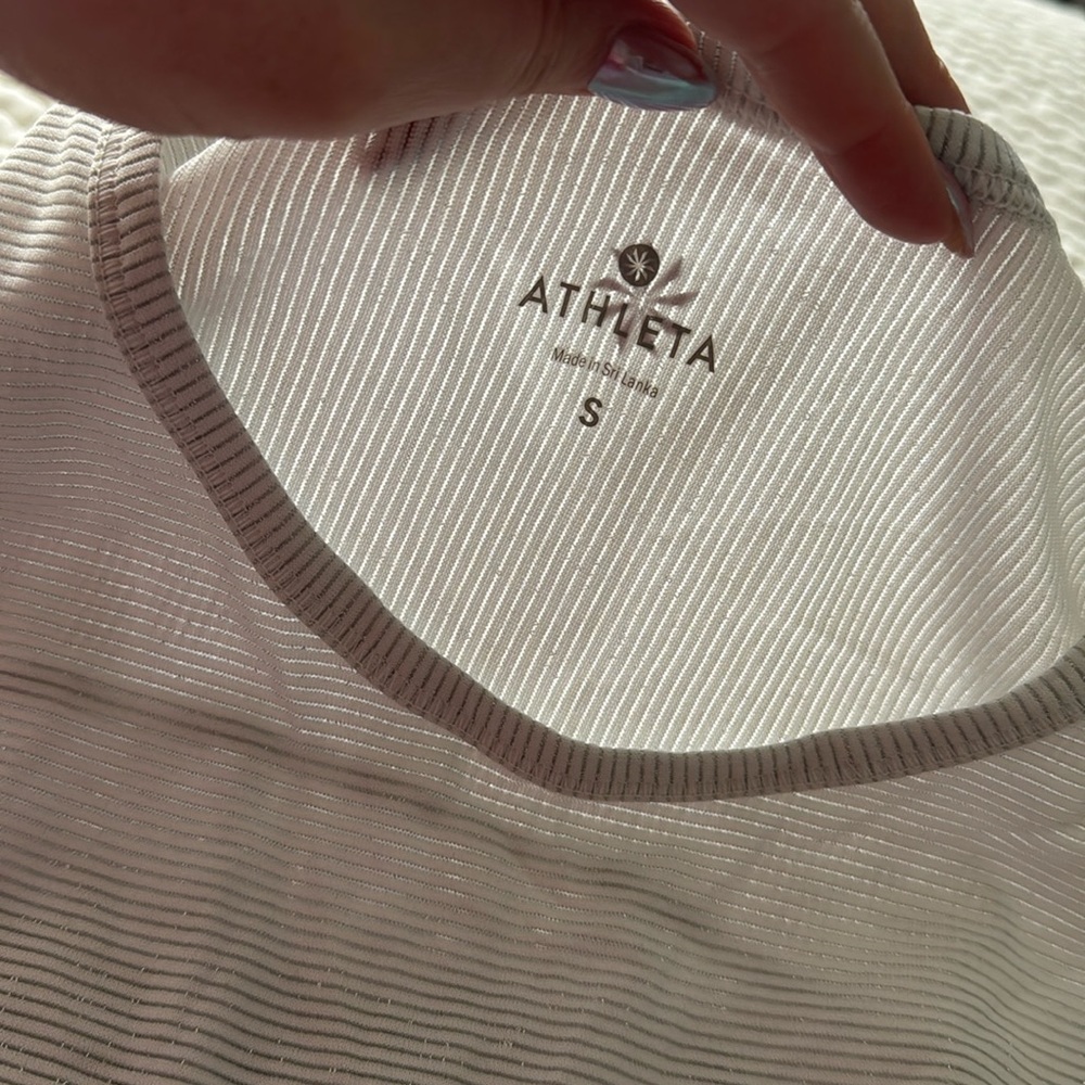 Athleta White Striped Top